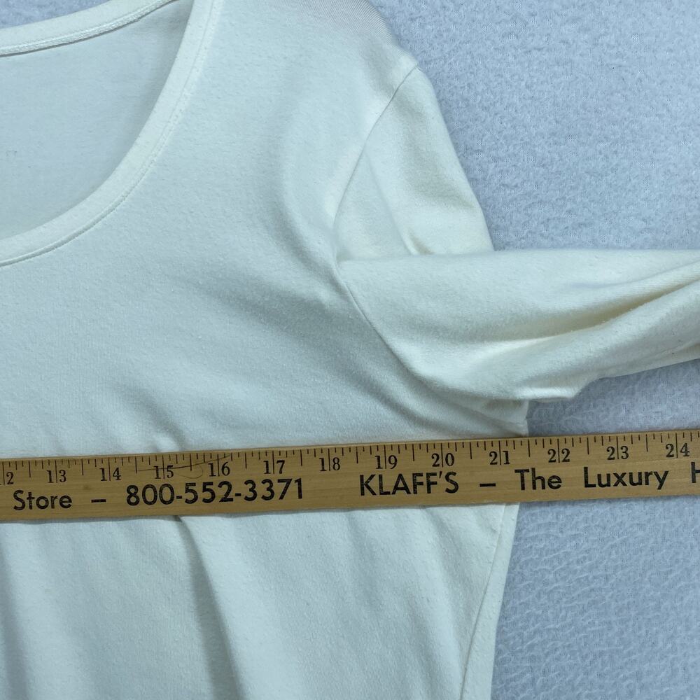 EILEEN FISHER Top XL Stretch Organic Cotton Scoop Neck Long Sleeve Off White USA - Picture 7 of 9